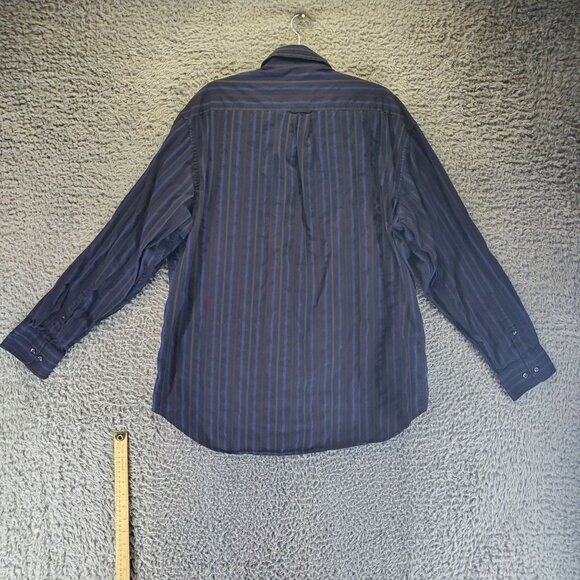 T. Harris Shirt Mens XXL Blue Striped Button-Down Long Sleeve Cotton Classic Fit - Picture 8 of 9
